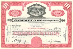Calumet and Hecla, Inc. - Mining Stock Certificate